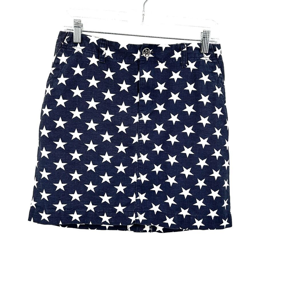BETABRAND Blue White Red Stars Stripes 4th Of July America Mini Skirt Size 4